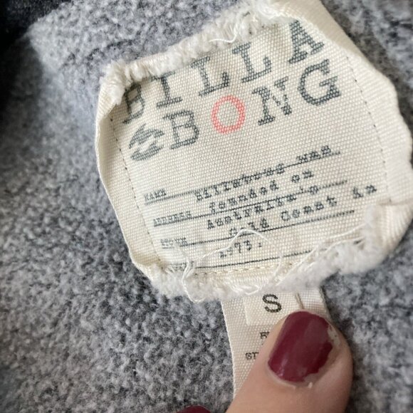 Billabong Charcoal Gray Button Up Hooded Jacket Thermal Cargo Pockets Sz S - Picture 6 of 10